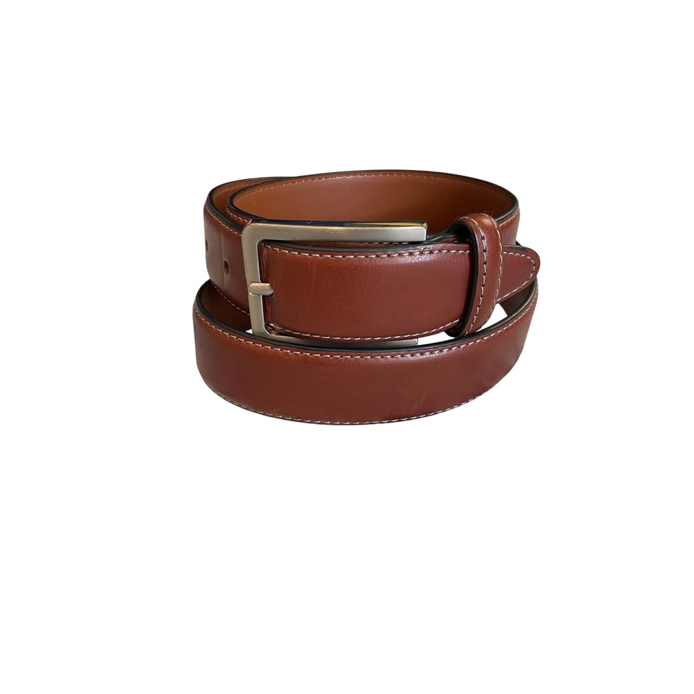 Brown Genuine Leather Belt with Silver Buckle Size 38 by Duchamp London